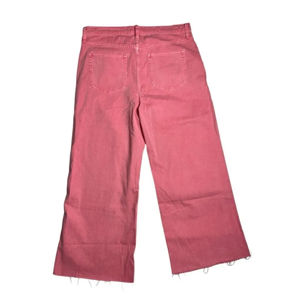 Gap Denim Women’s High Rise Wide Leg Raw Hem Jeans Pink Size 18 34 NWT - Picture 10 of 11